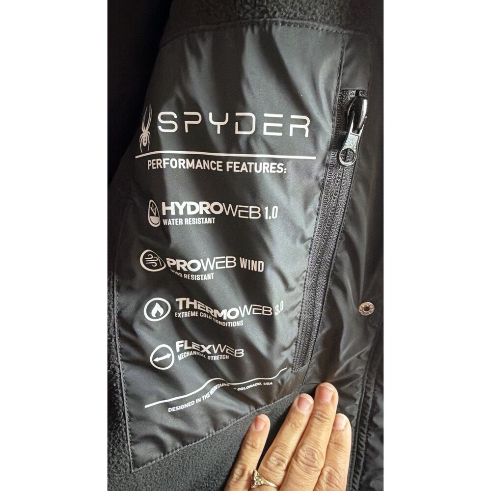 Spyder Womens Black Puffer Ski Jacket Hooded Insulated Water Resistant S - Picture 11 of 11